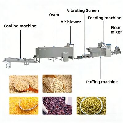 Bom preço Máquinas de produção de arroz nutricional 500 kg/h Capacidade com aço inoxidável de qualidade alimentar e controlo automatizado da temperatura on-line
