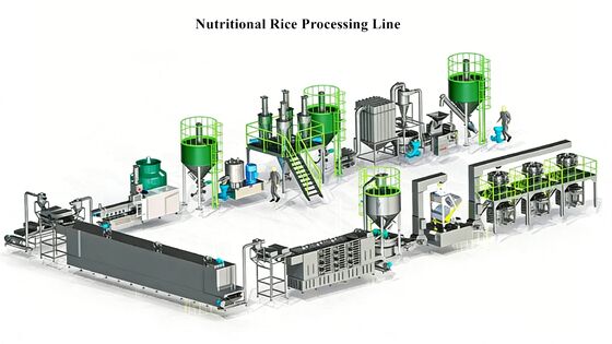 Bom preço Linha de processamento de arroz artificial de aço inoxidável de qualidade alimentar com capacidade de 200 kg/h e controlo automatizado da temperatura on-line